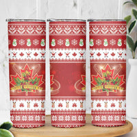 Merry Christmas Canada Skinny Tumbler Festive Maple Leaf Xmas - Wonder Print Shop