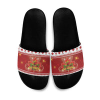 Merry Christmas Canada Slide Sandals Festive Maple Leaf Xmas - Wonder Print Shop