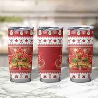 Merry Christmas Canada Tumbler Cup Festive Maple Leaf Xmas - Wonder Print Shop