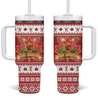 Merry Christmas Canada Tumbler With Handle Festive Maple Leaf Xmas - Wonder Print Shop
