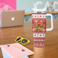 Merry Christmas Canada Tumbler With Handle Festive Maple Leaf Xmas - Wonder Print Shop