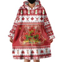 Merry Christmas Canada Wearable Blanket Hoodie Festive Maple Leaf Xmas - Wonder Print Shop