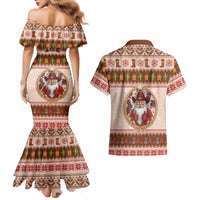 Howdy Christmas Couples Matching Mermaid Dress and Hawaiian Shirt Cowboy Santa Western Xmas - Wonder Print Shop