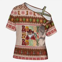Howdy Christmas Cross Shoulder Shirt Cowboy Santa Western Xmas - Wonder Print Shop