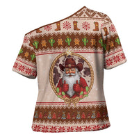 Howdy Christmas Cross Shoulder Shirt Cowboy Santa Western Xmas - Wonder Print Shop