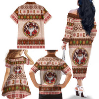 Howdy Christmas Family Matching Off The Shoulder Long Sleeve Dress and Hawaiian Shirt Cowboy Santa Western Xmas - Wonder Print Shop