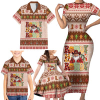 Howdy Christmas Family Matching Short Sleeve Bodycon Dress and Hawaiian Shirt Cowboy Santa Western Xmas - Wonder Print Shop