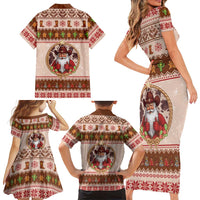 Howdy Christmas Family Matching Short Sleeve Bodycon Dress and Hawaiian Shirt Cowboy Santa Western Xmas - Wonder Print Shop