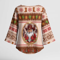 Howdy Christmas Kimono Sleeve Blouse Cowboy Santa Western Xmas - Wonder Print Shop