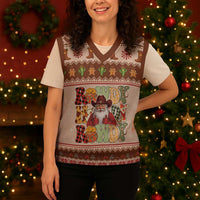 Howdy Christmas Knitted V-Neck Vest Cowboy Santa Western Xmas - Wonder Print Shop