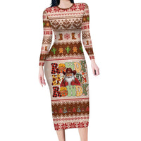 Howdy Christmas Long Sleeve Bodycon Dress Cowboy Santa Western Xmas - Wonder Print Shop