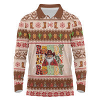 Howdy Christmas Long Sleeve Polo Shirt Cowboy Santa Western Xmas - Wonder Print Shop
