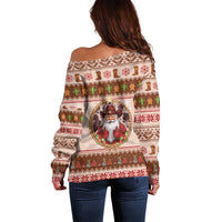 Howdy Christmas Off Shoulder Sweater Cowboy Santa Western Xmas - Wonder Print Shop