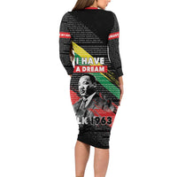 MLK Honoring The Legacy Family Matching Long Sleeve Bodycon Dress and Hawaiian Shirt Black Version LT05 - Wonder Print Shop