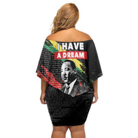 MLK Honoring The Legacy Family Matching Off Shoulder Short Dress and Hawaiian Shirt Black Version LT05 - Wonder Print Shop