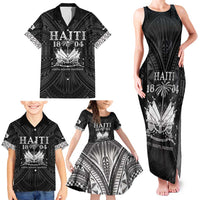 Haiti 1804 Family Matching Tank Maxi Dress and Hawaiian Shirt Polynesian Silver Neg Maron LT05 - Wonder Print Shop
