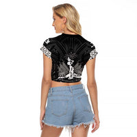 Haiti 1804 Raglan Cropped T Shirt Polynesian Silver Neg Maron LT05 - Wonder Print Shop