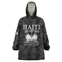 Haiti 1804 Wearable Blanket Hoodie Polynesian Silver Neg Maron LT05 - Wonder Print Shop