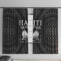 Haiti 1804 Window Curtain Polynesian Silver Neg Maron LT05 - Wonder Print Shop