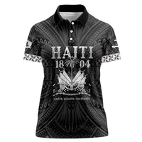 Haiti 1804 Women Polo Shirt Polynesian Silver Neg Maron LT05 - Wonder Print Shop