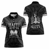 Haiti 1804 Women Polo Shirt Polynesian Silver Neg Maron LT05 - Wonder Print Shop