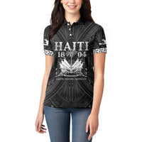 Haiti 1804 Women Polo Shirt Polynesian Silver Neg Maron LT05 - Wonder Print Shop