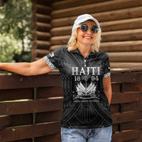 Haiti 1804 Women Polo Shirt Polynesian Silver Neg Maron LT05 - Wonder Print Shop