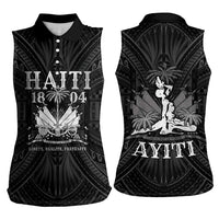 Haiti 1804 Women Sleeveless Polo Shirt Polynesian Silver Neg Maron LT05 - Wonder Print Shop