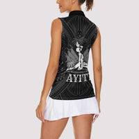 Haiti 1804 Women Sleeveless Polo Shirt Polynesian Silver Neg Maron LT05 - Wonder Print Shop