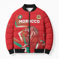 Custom Morocco WC Football 2026 Bomber Puffer Jacket Go Champions Lion Spirit - Wonder Print Shop