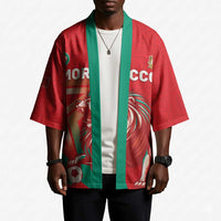 Custom Morocco WC Football 2026 Kimono Go Champions Lion Spirit - Wonder Print Shop