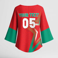 Custom Morocco WC Football 2026 Kimono Sleeve Blouse Go Champions Lion Spirit - Wonder Print Shop