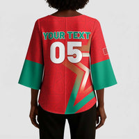 Custom Morocco WC Football 2026 Kimono Sleeve Blouse Go Champions Lion Spirit - Wonder Print Shop