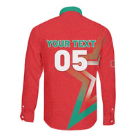 Custom Morocco WC Football 2026 Long Sleeve Button Shirt Go Champions Lion Spirit - Wonder Print Shop