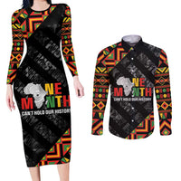 Black History Month Couples Matching Long Sleeve Bodycon Dress and Long Sleeve Button Shirt One Month Can't Hold Our History