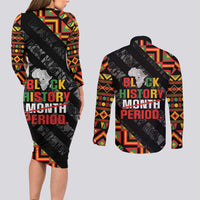 Black History Month Couples Matching Long Sleeve Bodycon Dress and Long Sleeve Button Shirt One Month Can't Hold Our History