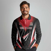 Custom Trinidad And Tobago Cricket Long Sleeve Polo Shirt Go Red Force
