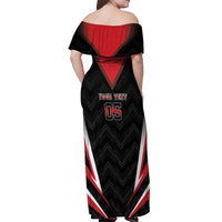 Custom Trinidad And Tobago Cricket Off Shoulder Maxi Dress Go Red Force