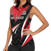Custom Trinidad And Tobago Cricket Women Sleeveless Polo Shirt Go Red Force