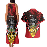 Personalized Antigua and Barbuda Couples Matching Tank Maxi Dress and Hawaiian Shirt Coat Of Arms With Fallow Deer