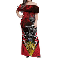 Personalized Antigua and Barbuda Off Shoulder Maxi Dress Coat Of Arms With Fallow Deer