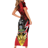 Personalized Antigua and Barbuda Short Sleeve Bodycon Dress Coat Of Arms With Fallow Deer