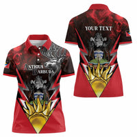 Personalized Antigua and Barbuda Women Polo Shirt Coat Of Arms With Fallow Deer