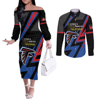 Custom Antigua and Barbuda Cricket Couples Matching Off The Shoulder Long Sleeve Dress and Long Sleeve Button Shirt Sporty Style