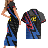 Custom Antigua and Barbuda Cricket Couples Matching Short Sleeve Bodycon Dress and Hawaiian Shirt Sporty Style