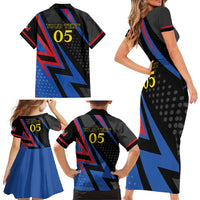 Custom Antigua and Barbuda Cricket Family Matching Short Sleeve Bodycon Dress and Hawaiian Shirt Sporty Style