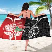 New Zealand And England Rugby Sarong Maori Tiki With Red Rose Together