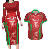 Wales Rugby Custom Couples Matching Long Sleeve Bodycon Dress and Hawaiian Shirt Go Welsh Dragon Unique Style