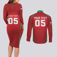 Wales Rugby Custom Couples Matching Long Sleeve Bodycon Dress and Long Sleeve Button Shirt Go Welsh Dragon Unique Style