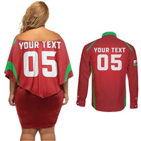 Wales Rugby Custom Couples Matching Off Shoulder Short Dress and Long Sleeve Button Shirt Go Welsh Dragon Unique Style
